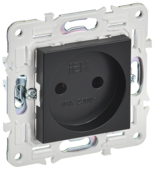 Розетка 1-м 10А С/У Черный Skandy