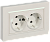Розетка 2-м 16А С/У З/К cо шторками плоская в сборе Жемчуг Brite