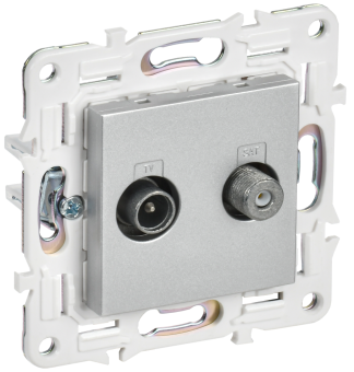 Розетка TV антенна + SAT С/У Серебряный Skandy