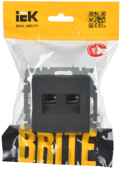 Розетка RJ45+RJ45 кат.6 С/У Графит Brite
