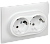 Розетка 2-м 16А С/У З/К в сборе Арктический белый Skandy