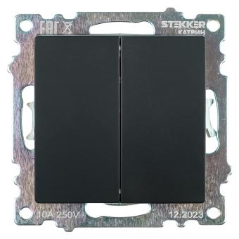 Переключатель 2-кл 10А С/У Черный Катрин