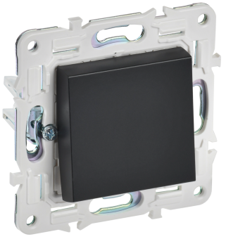 Переключатель 1-кл 10А C/У проходной Черный Skandy