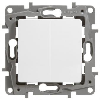 Переключатель 2-клавишный, 10А, авт. клем. Белый Legrand Etika