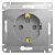 Розетка 1-м 16А С/У З/К со шторками Алюминий Glossa