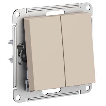 Переключатель 2-кл 10А С/У Песочный AtlasDesign