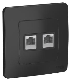 Розетка RJ45+RJ45 кат.5Е С/У Антрацит Blanca