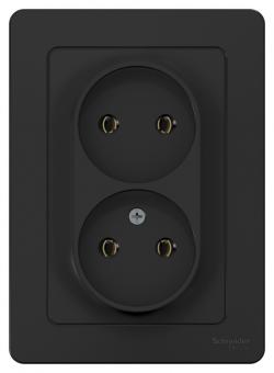 Розетка 2-м 16А С/У Антрацит Blanca