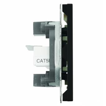 Розетка RJ45+RJ45 С/У Черный уголь Эмили