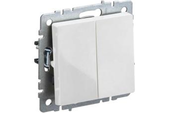 Переключатель 2-кл 10А C/У проходной Белый Brite