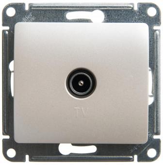 Розетка TV антенна С/У проходная Перламутр Glossa