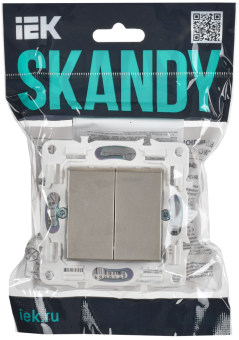 Переключатель 2-кл 10А C/У проходной Шампань Skandy