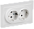 Розетка 2-м 10А С/У З/К в сборе Арктический Белый Brite