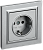 Розетка 1-м 16А С/У З/К со шторками в сборе Алюминий Brite