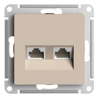 Розетка RJ45+RJ45 кат.5Е С/У Песочный AtlasDesign