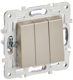 Выключатель 3-кл 10А С/У Шампань Skandy